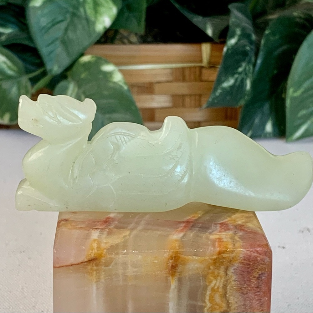 Chinese Carved Jade Pheasant Bird Dragon Figurine Statue Bird Carving 3.6" VTG